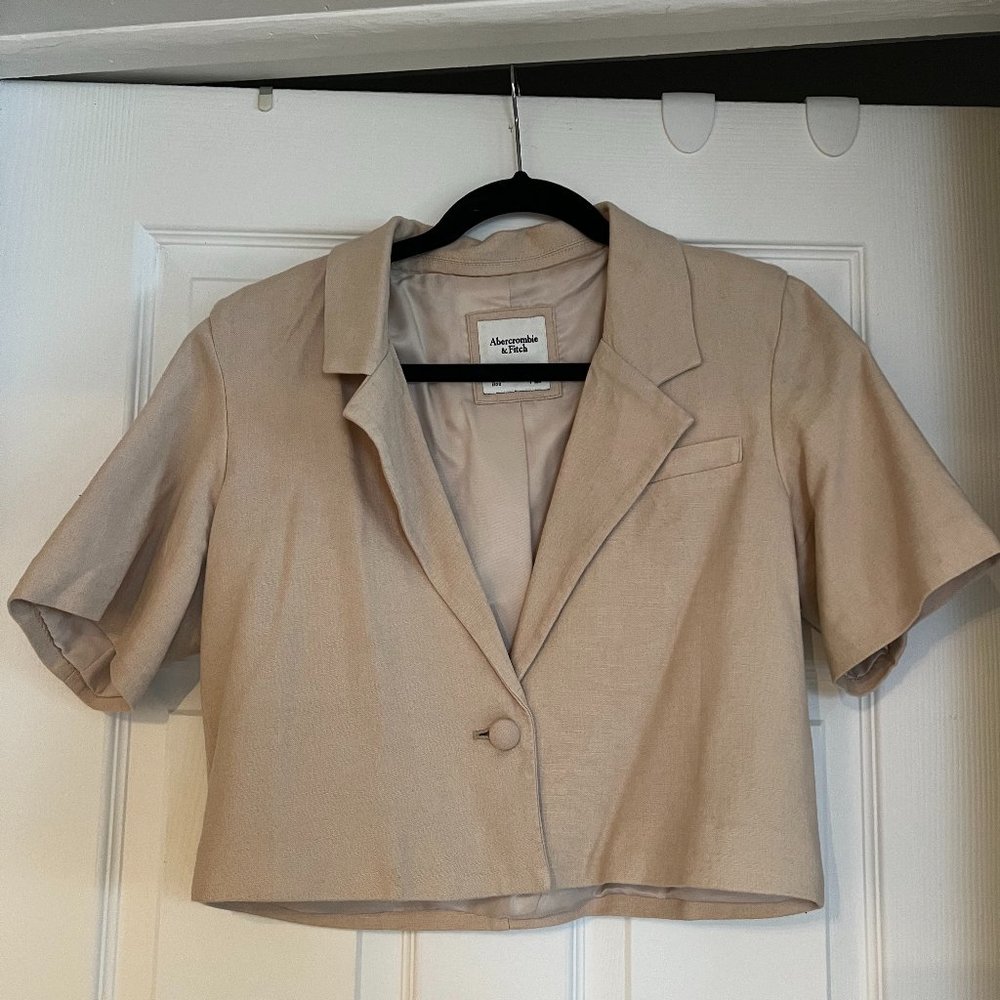 Linen cropped blazer